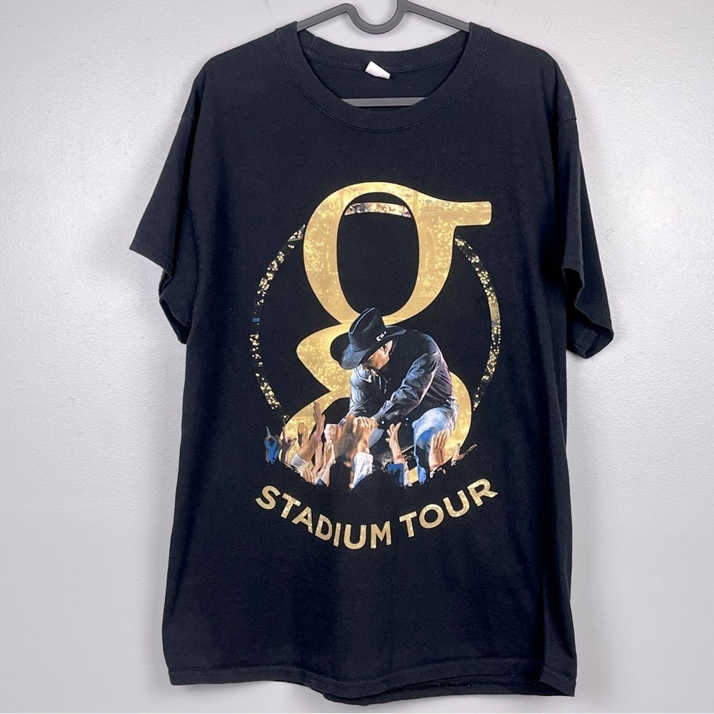 Garth Brooks Unisex Stadium Tour Black Graphic Tee Size L; Concert, Country